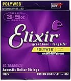 Elixir&reg; Strings Acoustic 80/20 Bronze Guitar Strings with POLYWEB&reg; Coating, Custom Light (.011-.052)