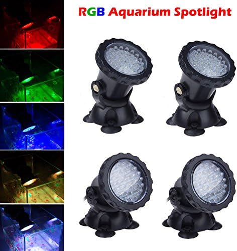 Liyangtop@ New 36 LED Colorful Submersible Underwater Aquarium Spot Light for Water Garden Pond Fish Tank (Set of 4 Lights)