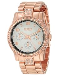 XOXO Womens XO5435 Rhinestones Accent Rosegold-Tone Bracelet Watch