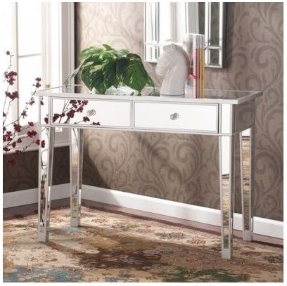 Modern Mirrored Accent Table Living Room Home Includes Scented Candle Tart