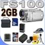 Canon FS-100 (Silver) Flash Memory Camcorder with 48x Optical Zoom 2699B001 + BP819 Replacement Battery/Travel Charger BigVALUEInc Accessory Saver 2GB Bundle + MORE