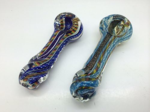 1x Multi-colored Dichro 4 1/2" pipe spoon shape Smoking Incense holder. Manufactured by Crystal rose, handmade Art pipe, inside one of a kind design