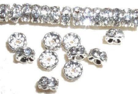 DUMAN 100pcs 6mm Swarovski Rhinestone Rondelles Silver plated Crystal for Jewelry Making