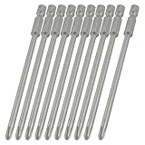 uxcell 　グレー　磁気先端　Phillipsドライバービット　4mmx100mmx4mm　10個