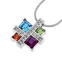 Oliver Weber 8647 Rhodium Plated Metal Swarovski Crystal Multi Colour Ladies Pendant +15.5" Chain