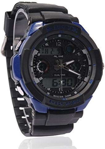 Water-proof Digital-analog Boys Girls Men's Sport Digital Watch with Alarm Chronograph Unisex - Blue