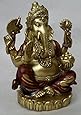 Ganesh Sitting Red And Gold 3 Inch / Ganesha / Hindu Elephant God / Buddha