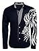 Coofandy Men's Fashion Print Dress Shirt Casual Cotton Button Down Shirts Navy Blue Large