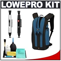 Lowepro Fastpack 350 Backpack Camera Case (Arctic Blue) + Accessory Kit for Canon Rebel XSi, XS, T1i, XTi, 40D, 50D, Nikon D40, D60, D5000, D90, D300, D700, Olympus Evolt E-30, E-450, E-520, E-620, and Sony Alpha A200, A300, A350, A700 Digital SLR Cameras