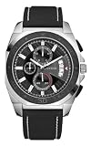 Guess Gents 'Sphere' Black Dial,Bezel, Black Leather Strap, Chronograph Watch