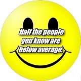 2.25 inch Large Round Badge Style Round Keyring Smiley Below Average