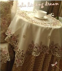 Gorgeous Embroidered Cutwork Roses Table Cloth B 33"x33