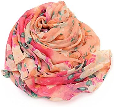LSC-Woman leaves the little flowers ombre print scarf , red