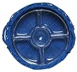 Hand Woven Marine Blue Painted Willow Basket with Glass Chip Bowl 11 1/2"D x 4 1/4"H