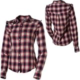 Roxy Womens Rough Cut Long Sleeve Western Style Button Up Shirt Plaid Red