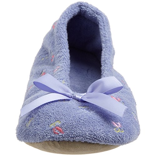 isotoner Signature Women's Embroidered Floral Terry Ballerina Slippers