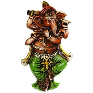 Terra-cotta Ganesh with Flute Wall Hanging