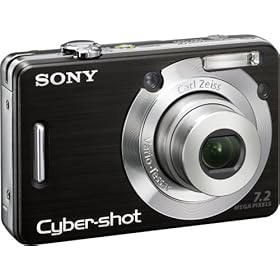 Sony Cybershot DSCW55 7.2MP Digital Camera with 3x Optical Zoom (Black)
