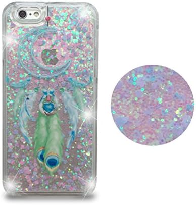 iPhone 6 Case, iPhone 6s Cover, Duosi Luxury Campanula Sparkle Glitter Heart Bling Transparent Clear Dynamic Flowing Liquid Hard Plastic Cover (Campanula-A11)