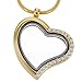RUBYCA Living Memory Heart Locket Snake Chain Necklace Crystal Floating Charm DIY Gold Tone 5Pcs