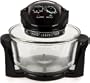 Andrew James 12 LTR Black Premium Halogen Oven Cooker + Easily Replaceable Spare Bulb + 2 YEAR WARRANTY + 128 Page Recipe Book - Complete With Extender Ring (Up to 17 Litres) Lid Holder, Baking Tray, Steamer Tray, Skewers, Low and High Racks