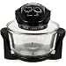Andrew James 12 LTR Black Premium Halogen Oven Cooker + Easily Replaceable Spare Bulb + 2 YEAR WARRANTY + 128 Page Recipe Book - Complete With Extender Ring (Up to 17 Litres) Lid Holder, Baking Tray, Steamer Tray, Skewers, Low and High Racks