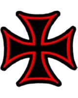 Maltese Cross Iron On Patch Embroidered Red Gothic Motorcycle Biker Vest Emblem