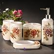 Delicate Roses 5pc Resin Bathroom Set pac in box