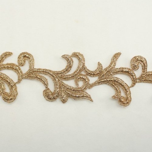 Gold Metallic Floral Flower Lace trim by the yard - Bridal wedding Lace Trim wedding fabric Millinery accent motif scrapbooking crafts lace for baby headband hair accessories dress bridal accessories by Annielov trim #71
