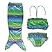 TFJH 3PCS Kids Girls Swimmable Mermaid Tail 3-8 Years