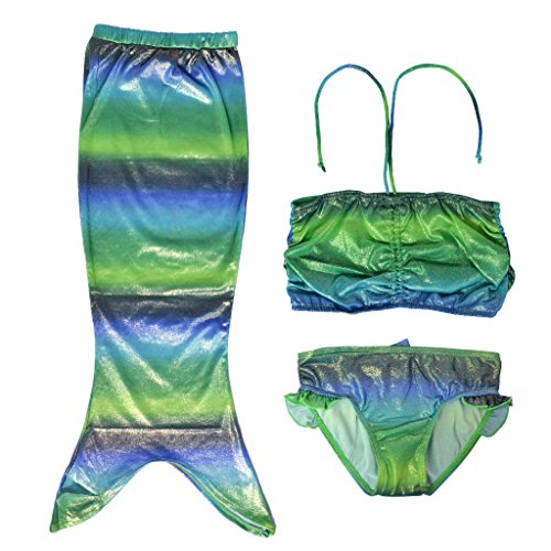 TFJH 3PCS Kids Girls Swimmable Mermaid Tail 3-8 Years
