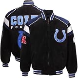 NFL Indianapolis Colts Black Split Varsity Suede Full Zip Jacket (Large)