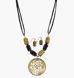 Avon Goldtone Medallion and Genuine Tiger's Eye Necklace Gift Set