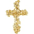 14K Yellow Gold Floral Style Cross Pendant