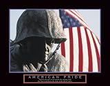 2 PATRIOTIC ART PRINTS AMERICAN FLAG EAGLE HELMET ARMY