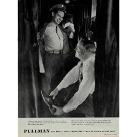 Soldier says, "Shps, Autos, Planes - I've stayed awake in all of 'em all over the world, but how I'll hit that sack tonight! Gee, it's good to see a Pullman bed again!" ..... 1945 Pullman Ad, A3407A
