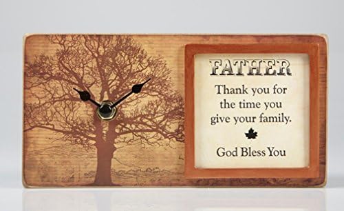 Blocks of Time Framed Tabletop Clock with Christian Verse, Father, 8 Inch