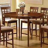 Counter Height Dining Table with Oval Top Walnut Finish