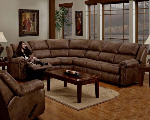 San Diego Coffee Leather Sectional Recliner & Queen Sleeper