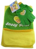 Disney Tinker Bell Winter Wear - 3pcs Tinker Bell Gloves, Beanie & Scarf Set (Green / Yellow)