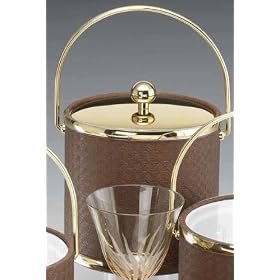 Kraftware 43368 Wicker Walnut 3 Quart Ice Bucket with Bale Handle and Metal Cover by Kraftware