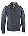 100% Irish Merino Wool Shawl Collar Aran Sweater, Cormorant, Large