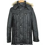 LOUIS CHAVLON ダウンジャケット メンズ リアルファー フード着脱 キルティング (ジャケット ブルゾン)(BLACK)