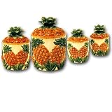 Ceramic Pineapple Canister Set of 4 Piece Canisters
