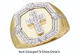 1/4 CTW. YELLOW GOLD MENS CROSS GENUINE DIAMOND RING