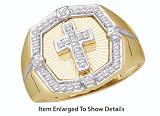 1/4 CTW. YELLOW GOLD MENS CROSS GENUINE DIAMOND RING