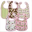 Neat Solutions 5 Pack Graphic Print Interlock Feeder Bib, Girl
