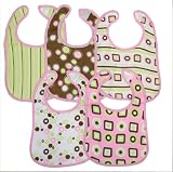 Neat Solutions 5 Pack Graphic Print Interlock Feeder Bib, Girl