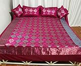 Home Furnishing King Size bed sheet Patch Work Silk Bedspread with Pillow C ....