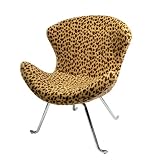 Walker Edison Ultra Soft Wing Chair, Leopard, Set of 2